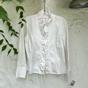 Talbots Petites White Flouncy Long Sleeve Blouse - Size 2P NWT